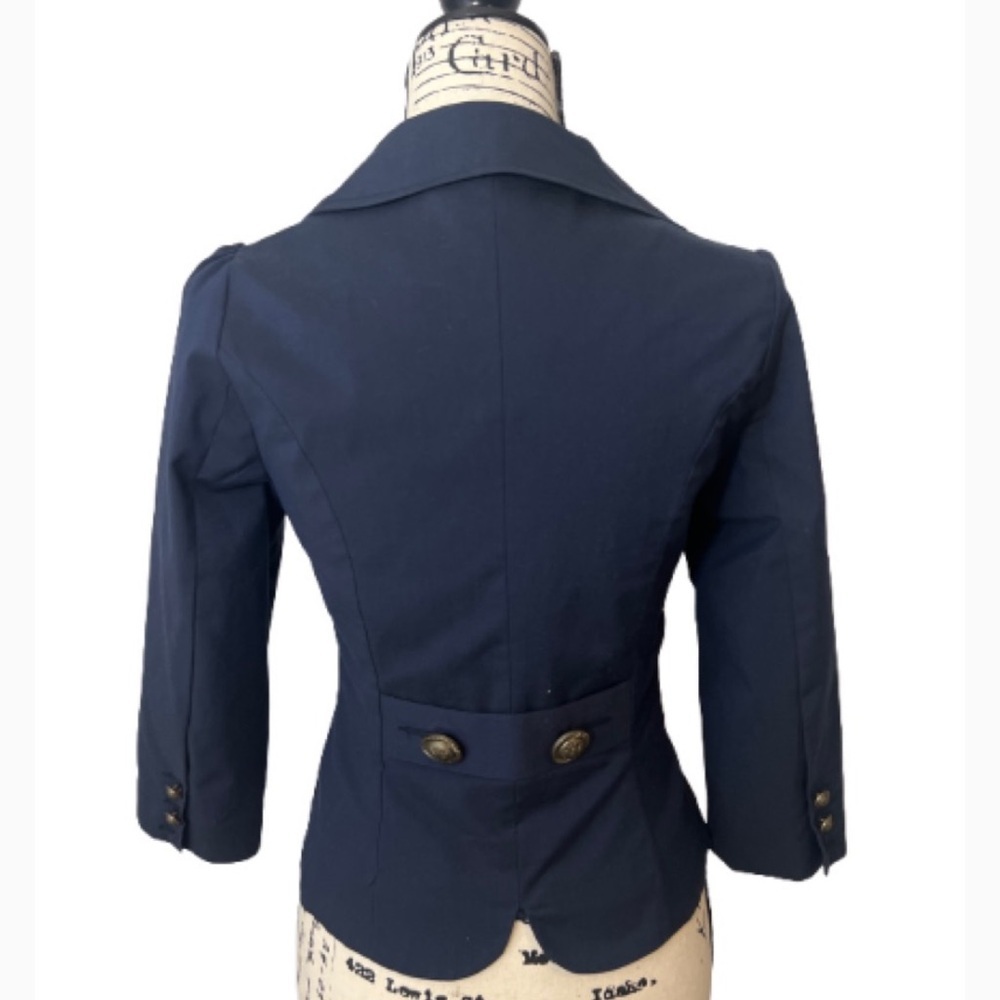 Forever 21 Y2K Navy Blue Blazer 3/4 Sleeves - Picture 3 of 14